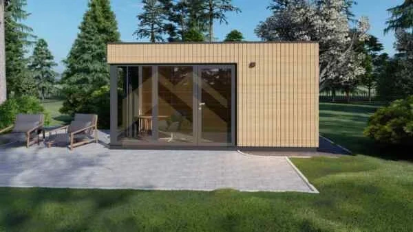 Studio de jardin habitable en ossature bois avec grande baie vitrée
